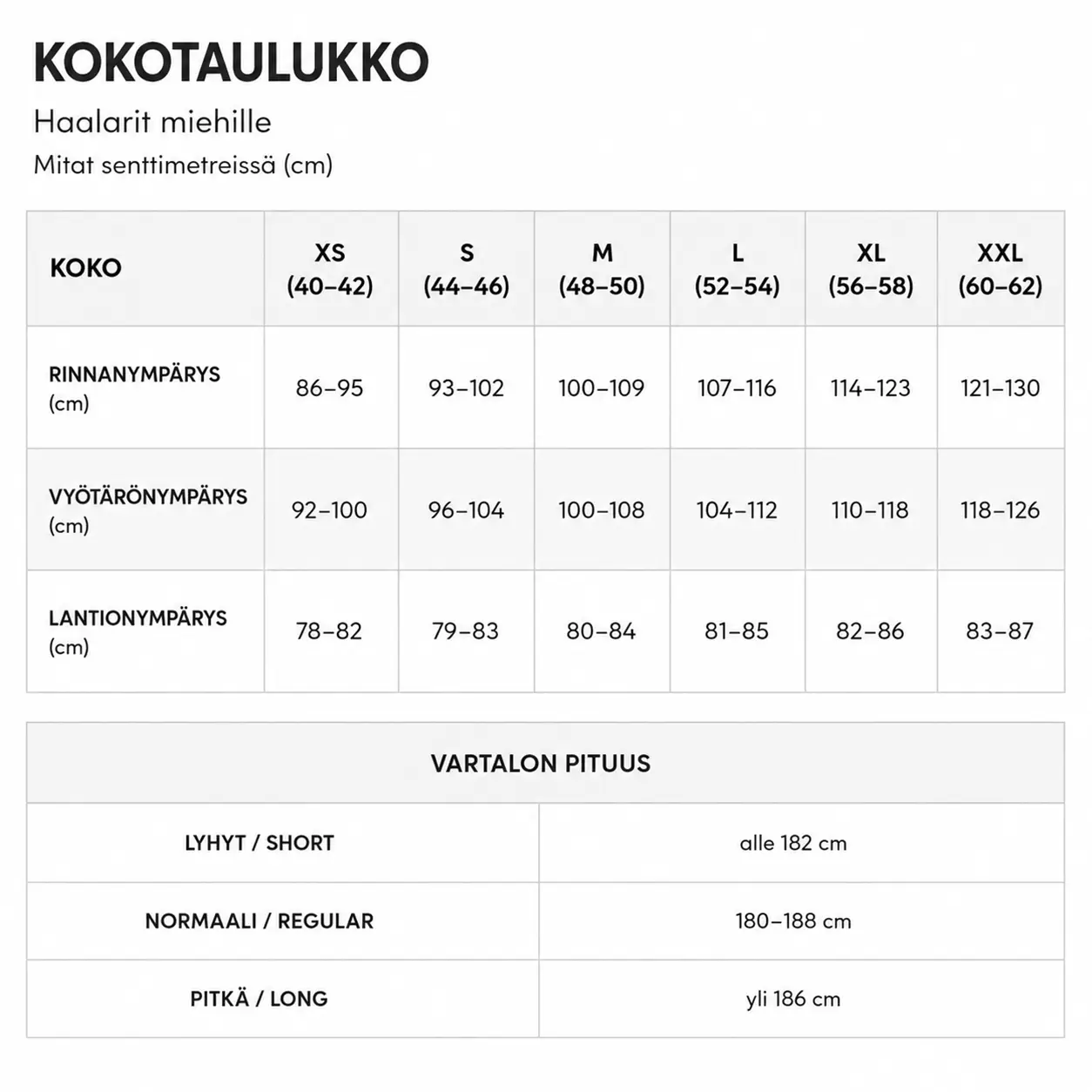 Miesten Softshell haalari, maastokuvioitu - Nuckö 5 miesten-softshell-haalari-nucko-kokotaulukko
